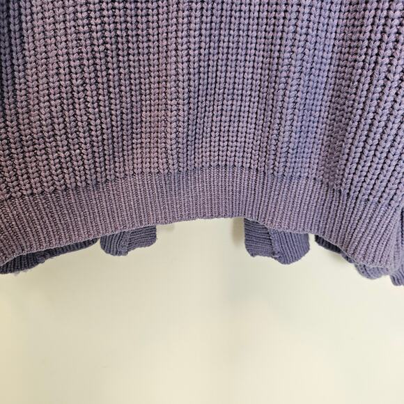 Signature8 Purple Knit Chunky Balloon Sleeve Open Cardigan Sweater Size Small - Picture 5 of 9